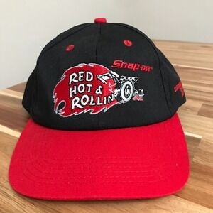 Vintage 80s Snap-On Tools K-Products Hat Cap Snapback Black Red Racing USA Made